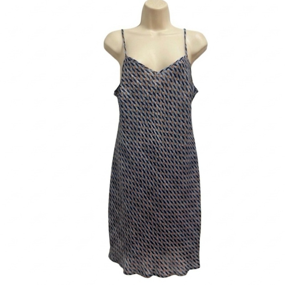 Maje Mini Slip Dress Semi-Sheer Geometric Print 90s Y2K Festival - Size XL-EUC